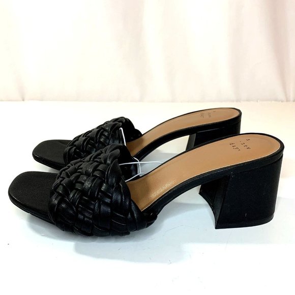 A New Day Womens Dorothy Slide Sandals Black Wedge Basketweave - Picture 4 of 10